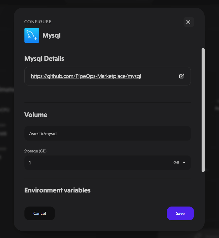 Configure Addon modal