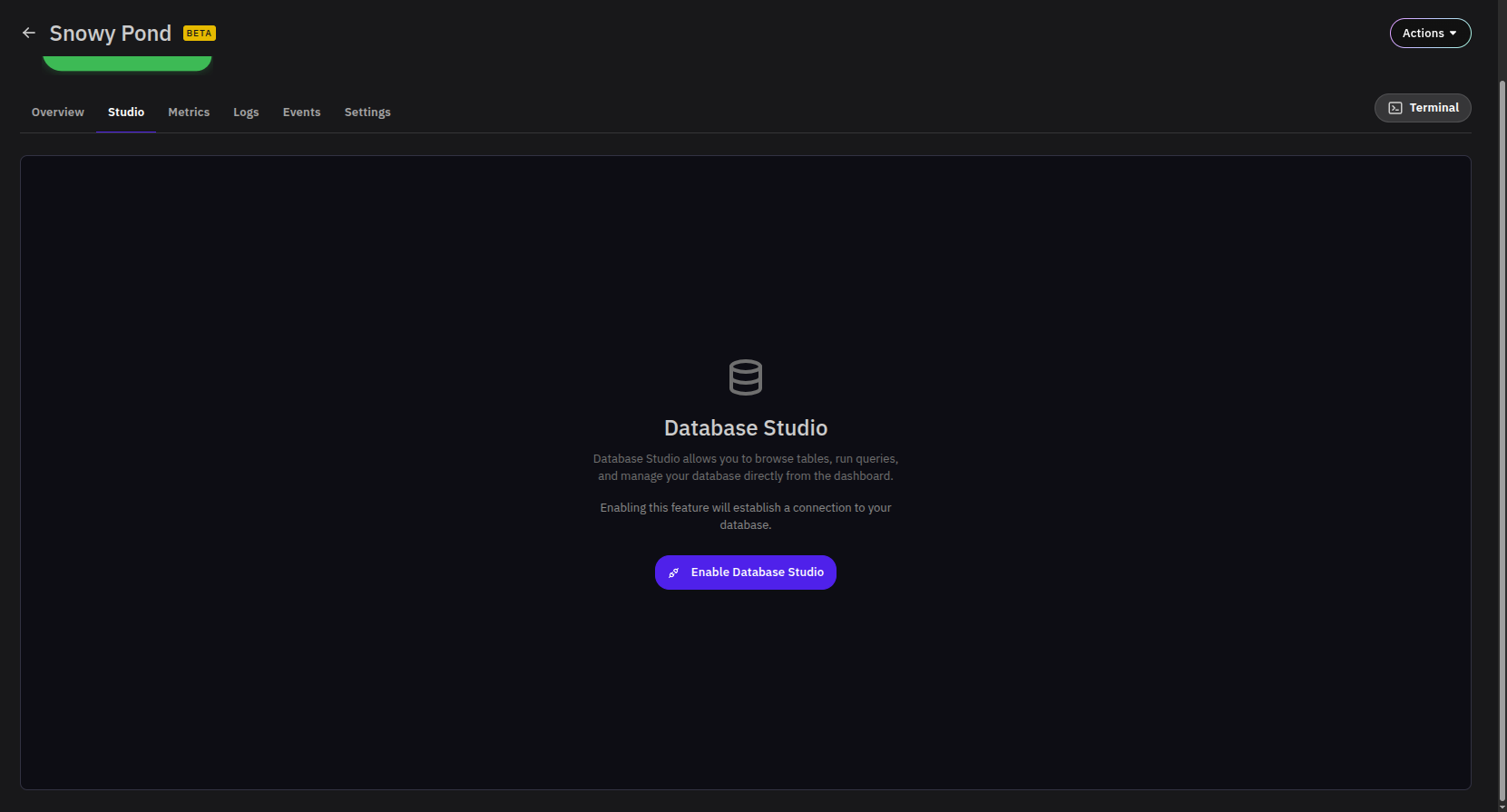 Enable Database Studio