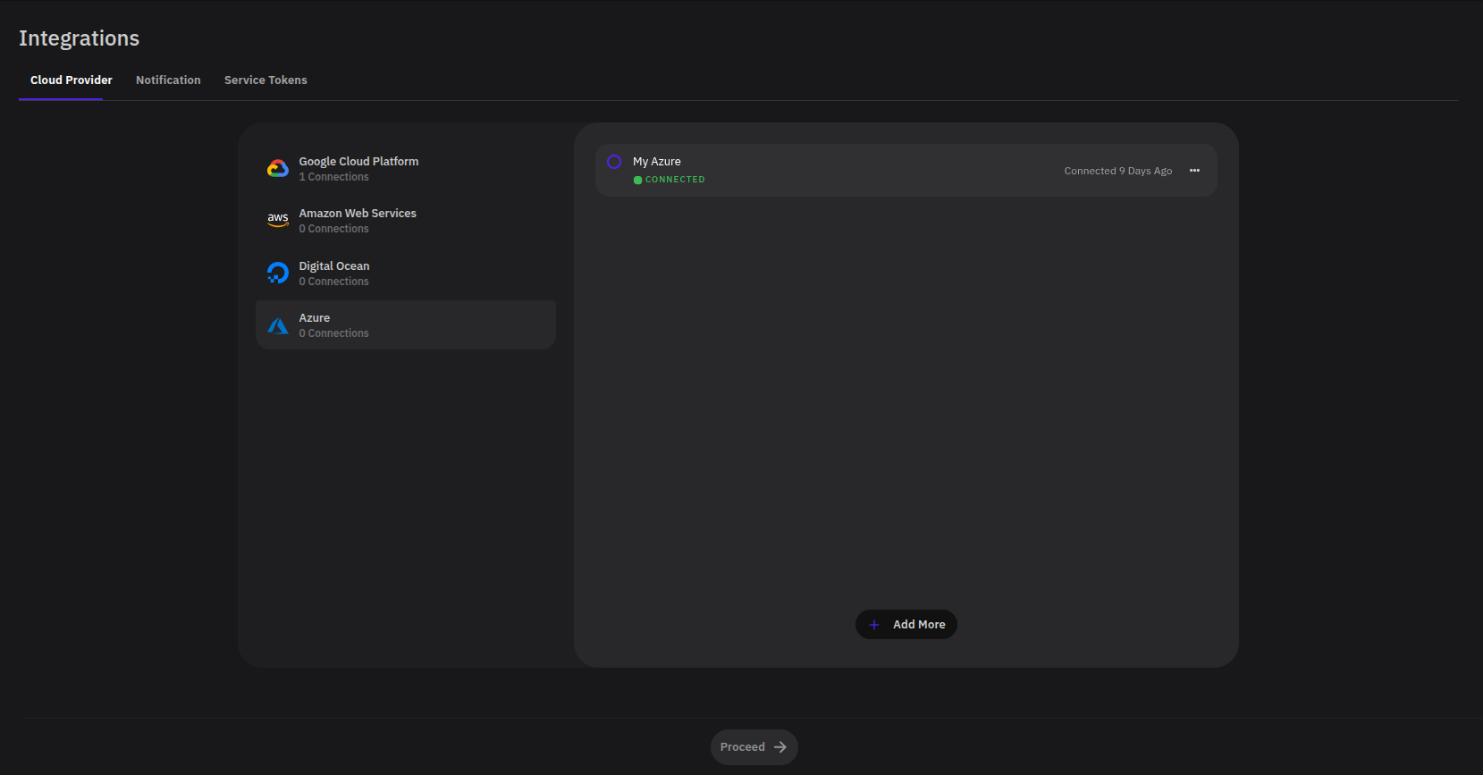 Connected Azure account in PipeOps