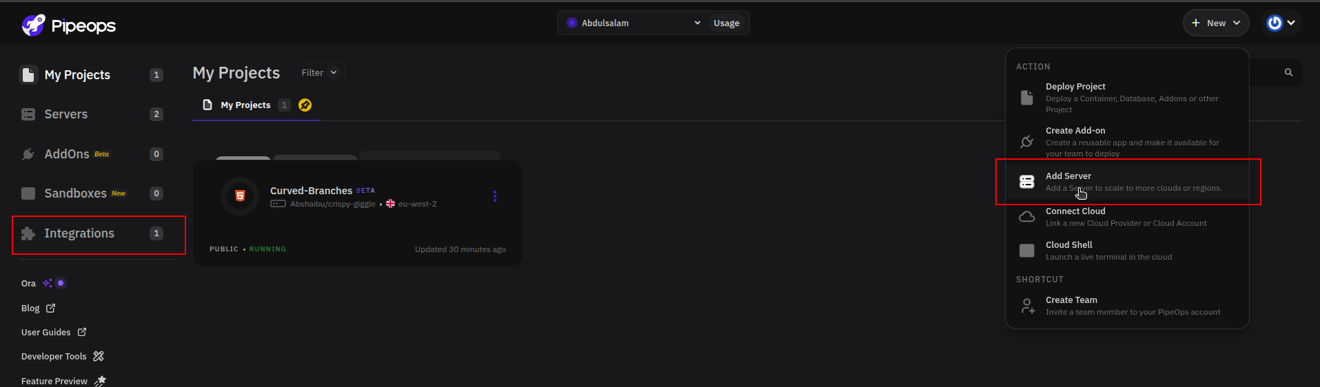 Steps to navigate to the integrations page