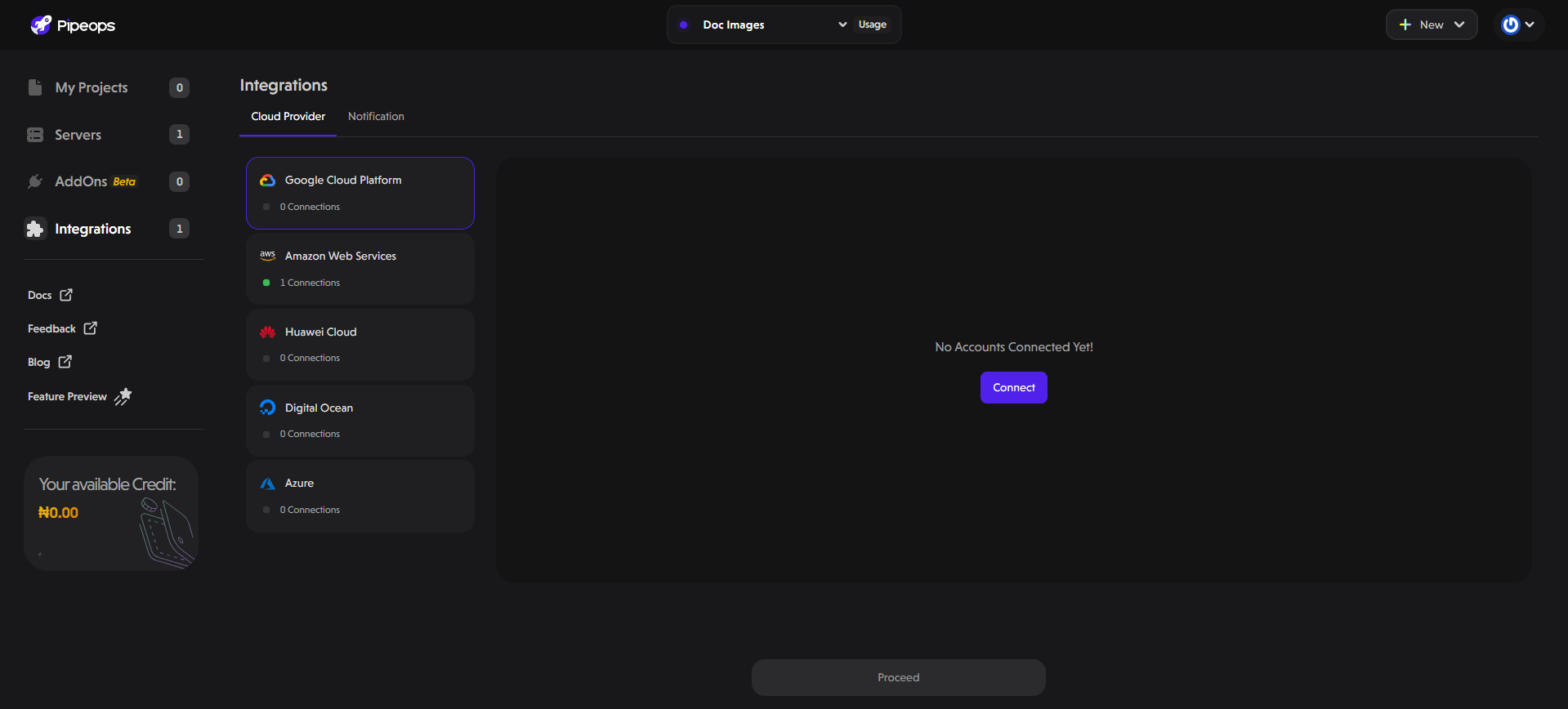 PipeOps Cloud Integration Tab