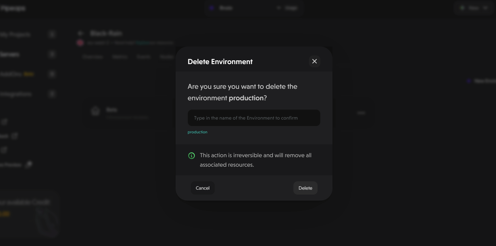 Delete Env Modal