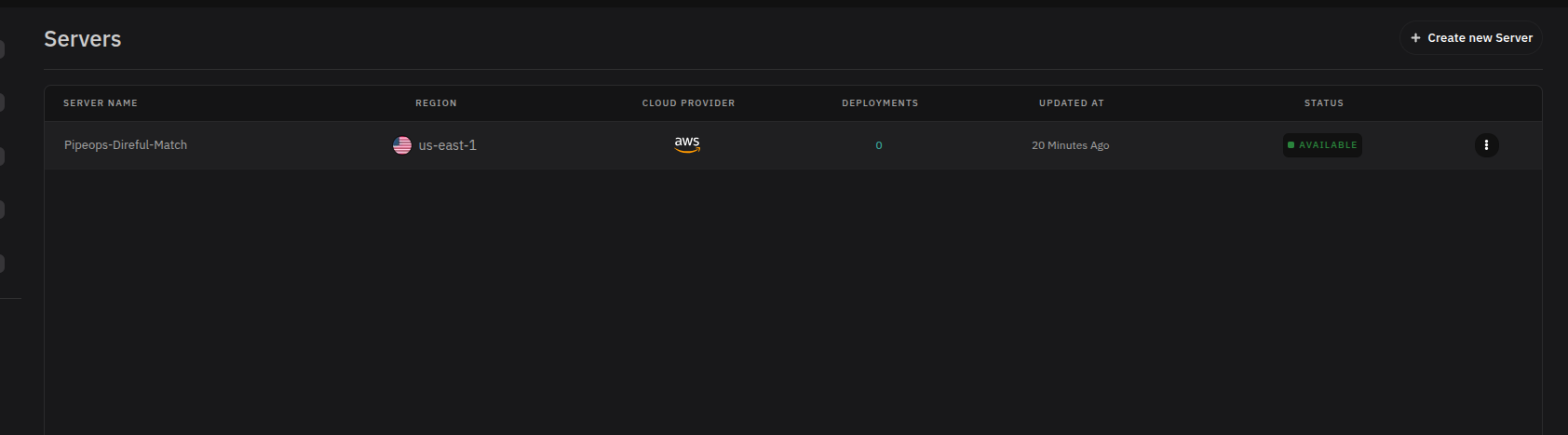 Servers page