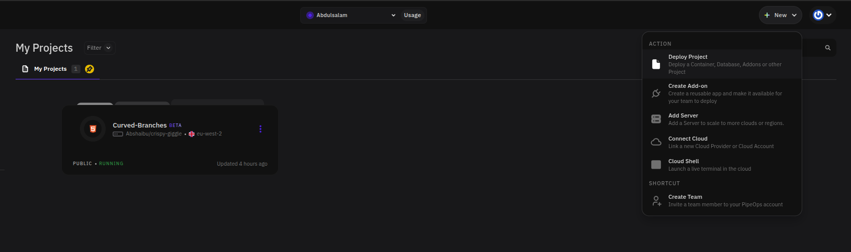 Deploy Project Navigation