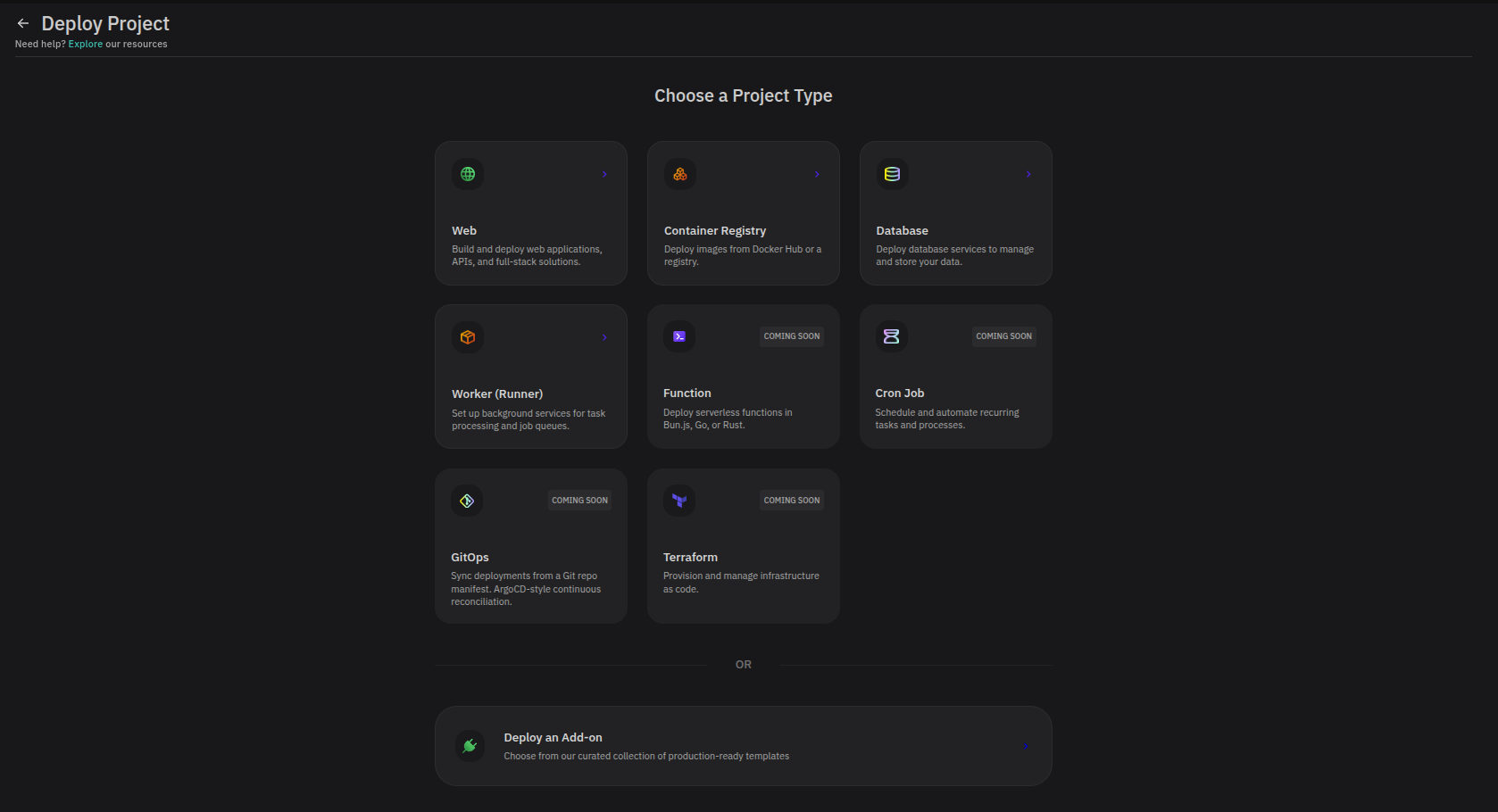 Choose Project Type