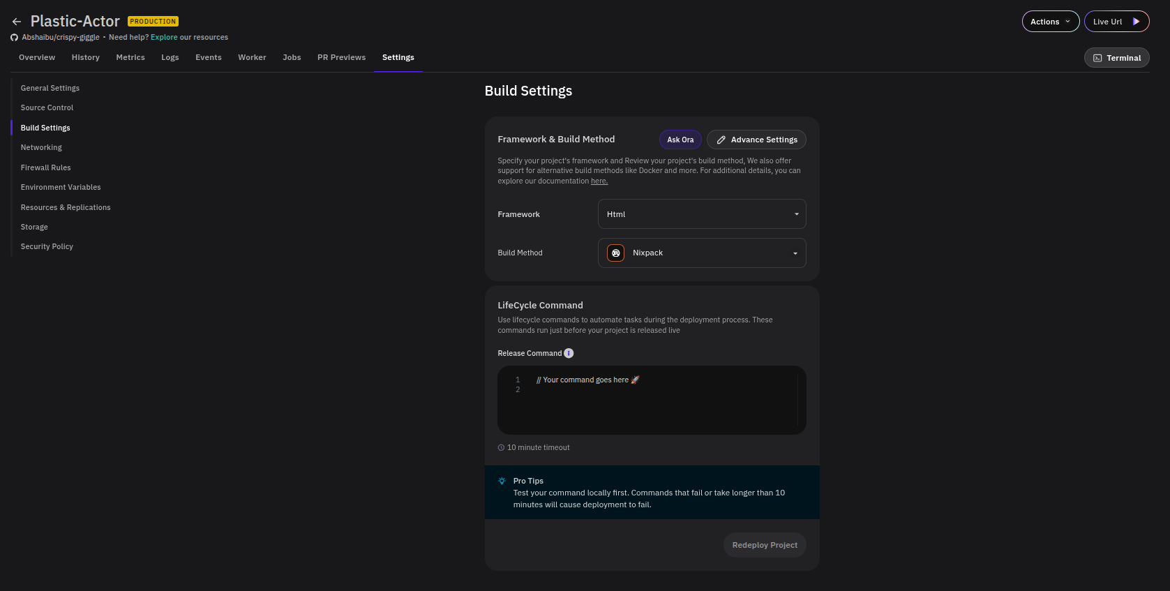 Build Settings