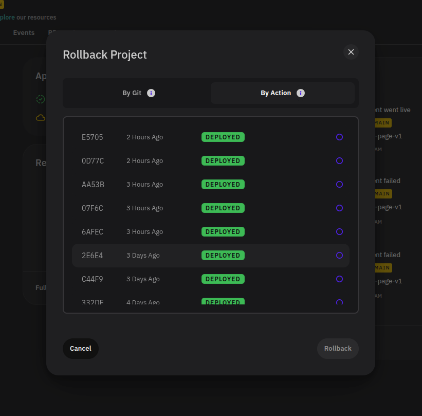 Rollback By Action