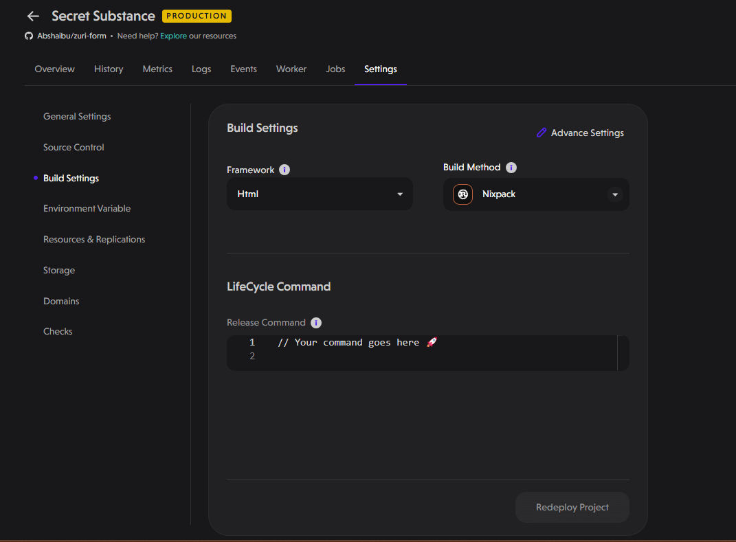 Project Build Settings