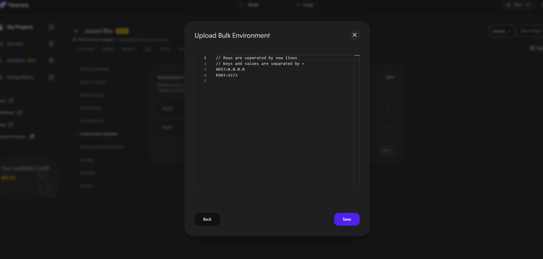 Project Env Bulk Edit