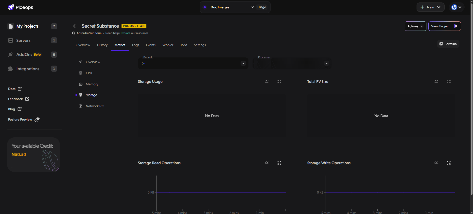 Storage Metric Example