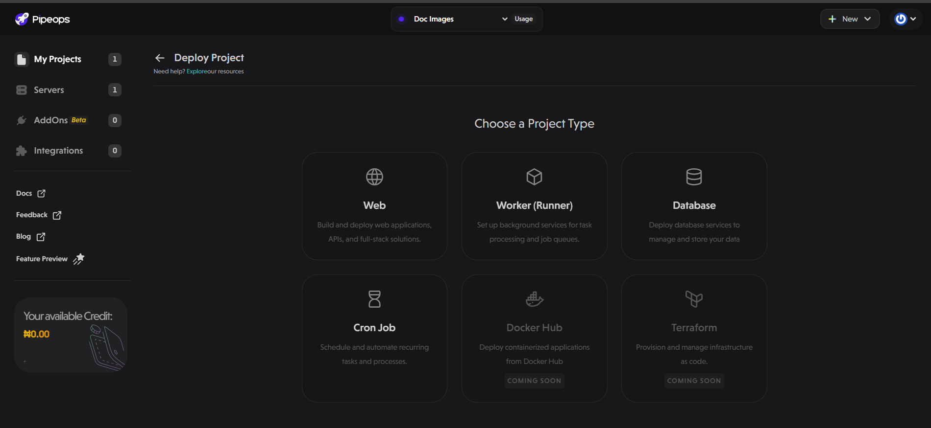 Select Project Type