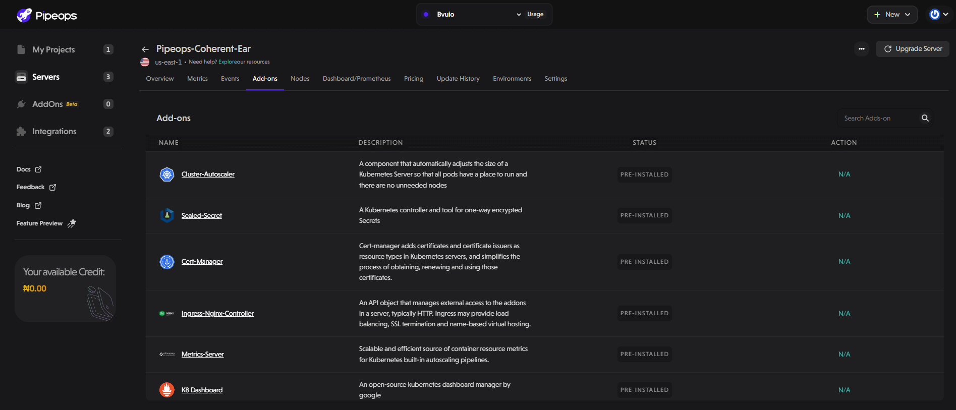 Server AddOn Page