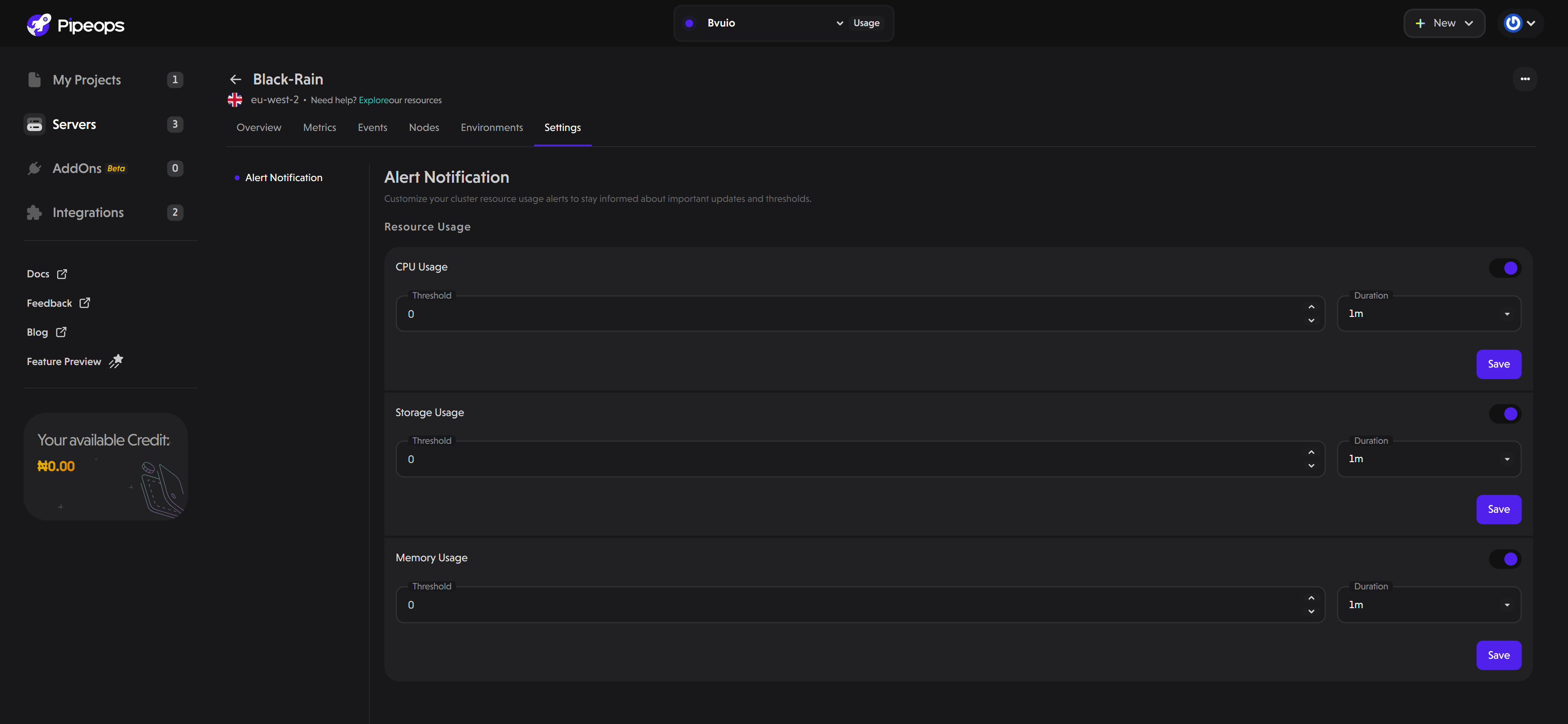 Server Settings Details